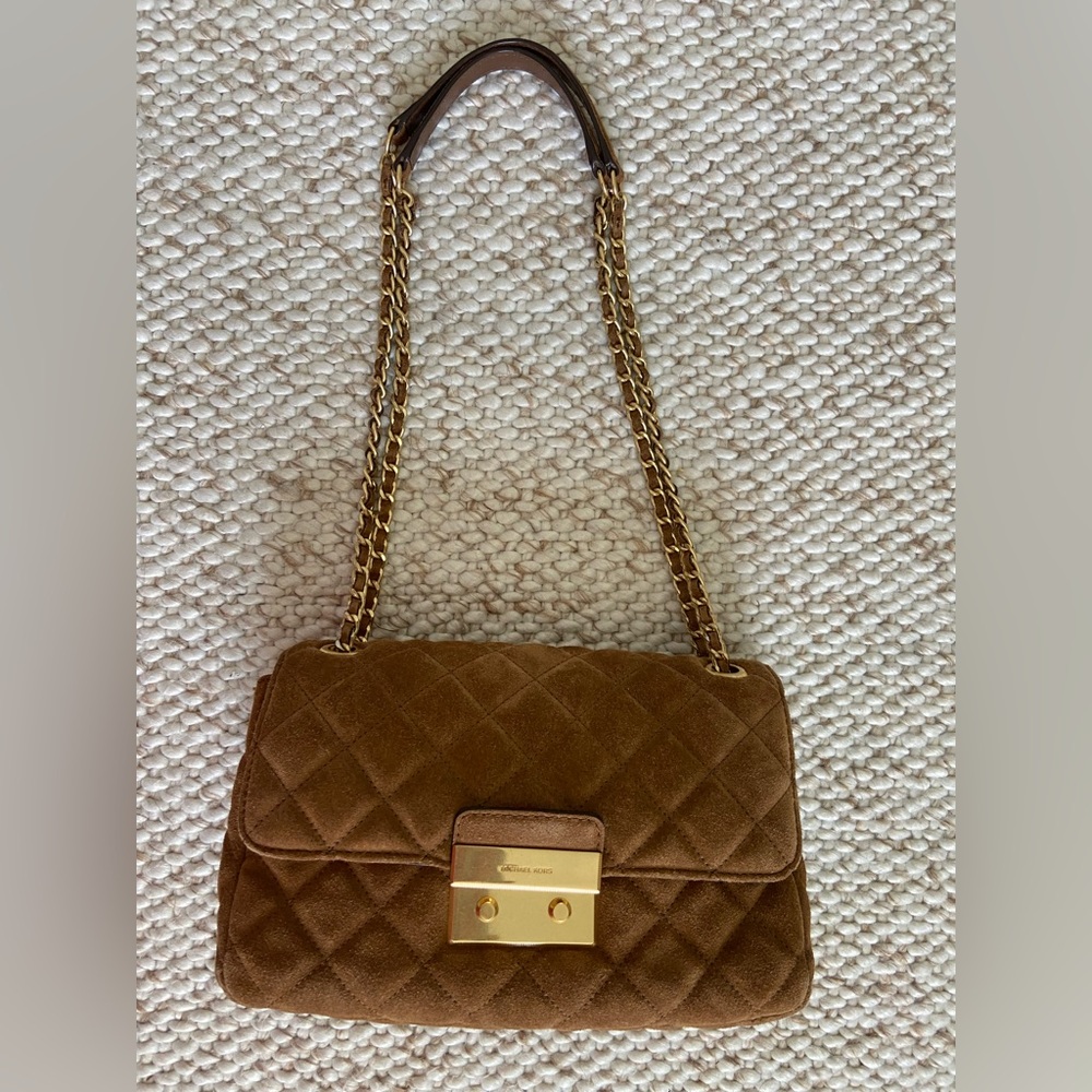 Authentic Michael Kors Suede Quilted Chain Bag - Picture 8 of 9